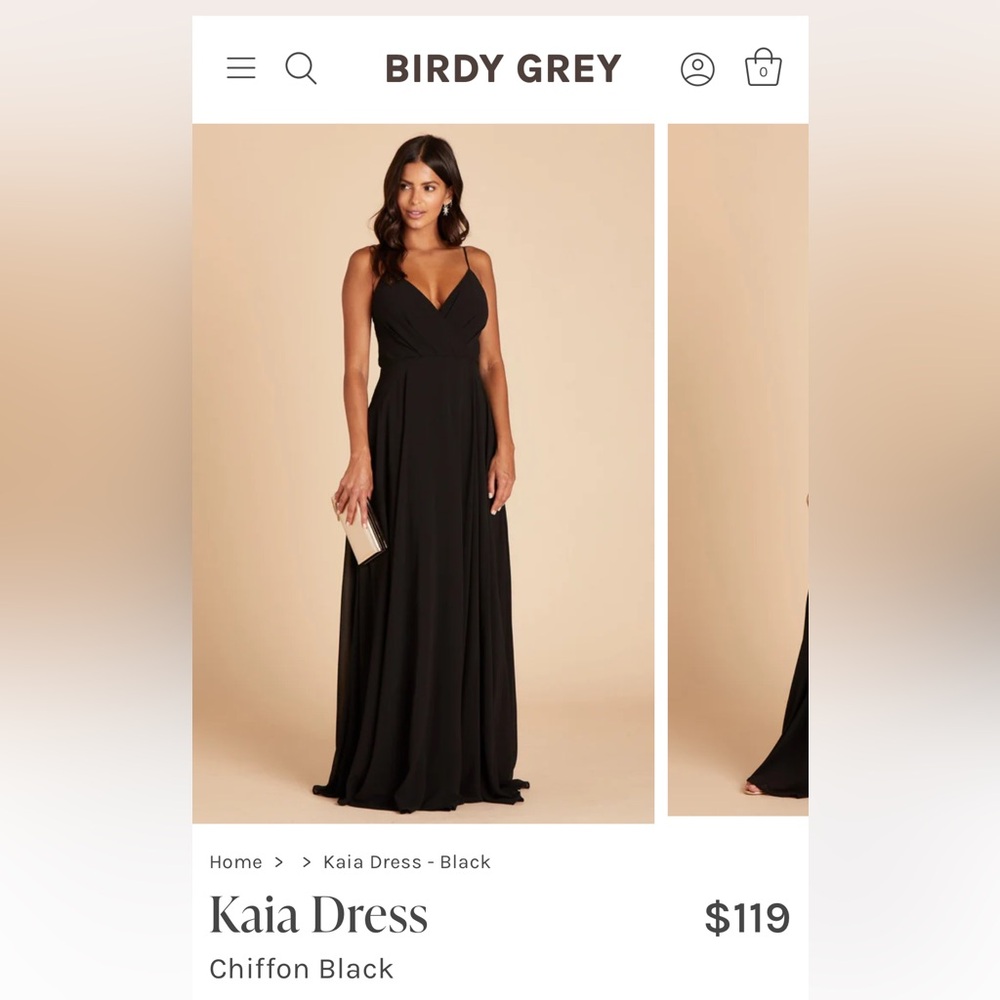 Birdy Grey Size Large Black Chiffon Bridesmaid Dress